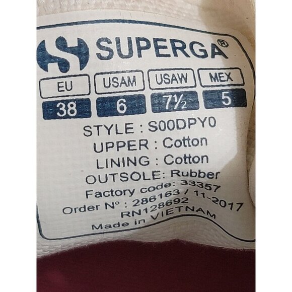 Superga Unisex White Canvas Platform Sneakers Lace-Up Casual Shoes Size M6/ W 7. - Picture 13 of 13